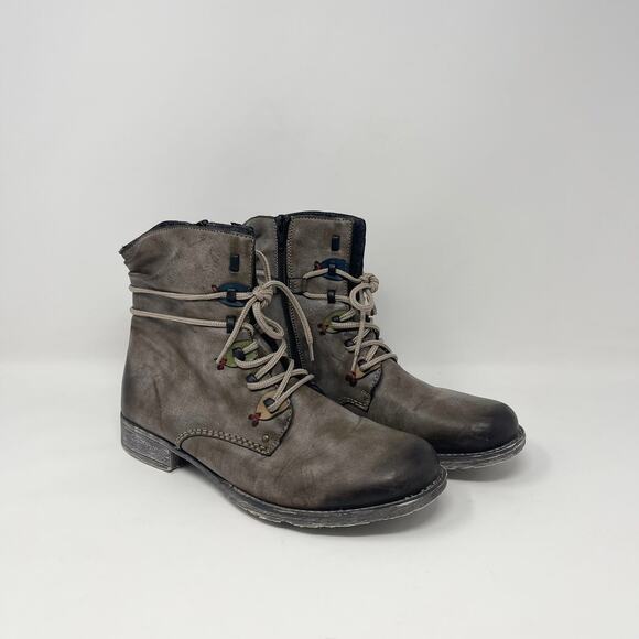 Rieker Payton 27 Ankle Boot Womens EU 40 / US 9-9.5 Gray Brown Leather Lace Up‎ - Picture 1 of 9